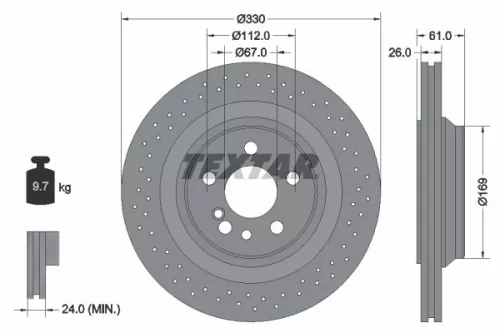 2x Textar Rear Perforated Brake Discs Pair For Mercedes S-class