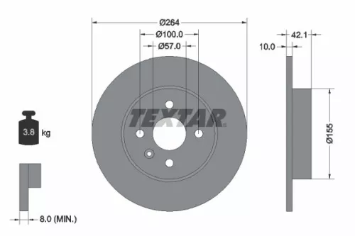 2x Textar Rear Solid Brake Discs Pair For Chevrolet Holden Opel Vauxhall Combo C