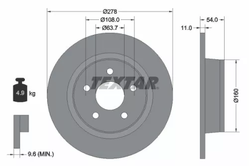 2x Textar Rear Solid Brake Discs Pair For Ford Tourneo Connect Transit Connect