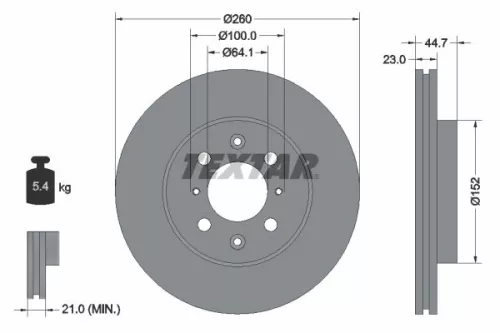 2x Textar Front Vented Brake Discs Pair For Honda Civic