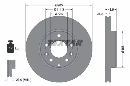 2x Textar Front Vented Brake Discs Pair For Mazda 6