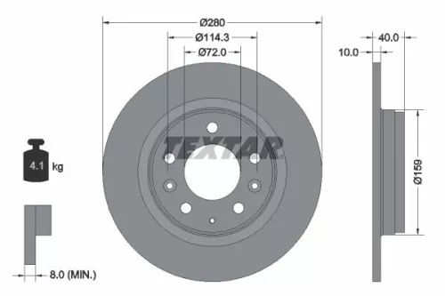 2x Textar Rear Solid Brake Discs Pair For Besturn (Faw) Haima (Faw) Isuzu Mazda 