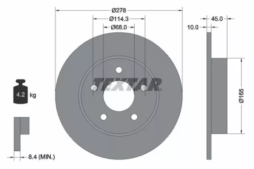 2x Textar Rear Solid Brake Discs Pair For Nissan Almera Tino Primera