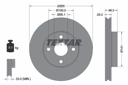 2x Textar Front Vented Brake Discs Pair For Byd Englon Geely Gleagle Lifan Toyot