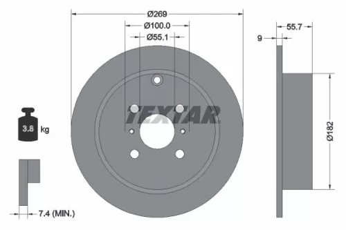 2x Textar Rear Solid Brake Discs Pair For Byd Englon Fengxing Geely Gleagle Kand