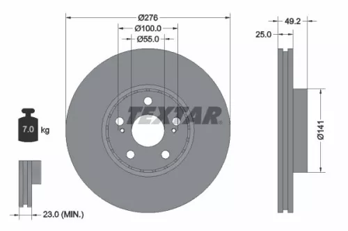 2x Textar Front Vented Brake Discs Pair For Toyota Avensis