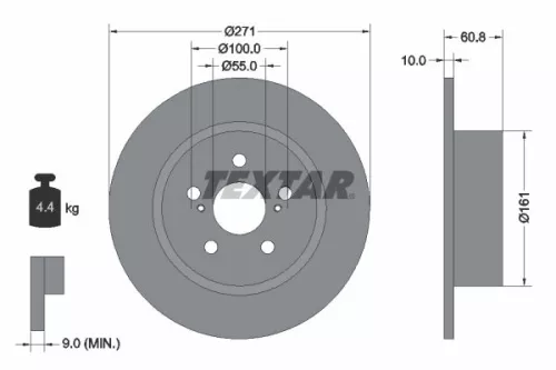 2x Textar Rear Solid Brake Discs Pair For Toyota Avensis