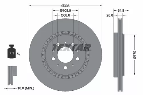 2x Textar Rear Vented Brake Discs Pair For Volvo Volvo Asia Xc Classic Xc90
