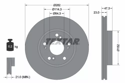 2x Textar Front Vented Brake Discs Pair For Byd Ciimo Honda Honda (Dongfeng) Hon