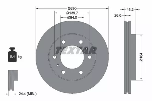 2x Textar Front Vented Brake Discs Pair For Mitsubishi Mitsubishi (Gac) Pajero P