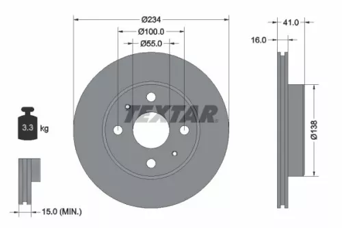 2x Textar Front Vented Brake Discs Pair For Daihatsu Perodua Toyota Cuore Duet K