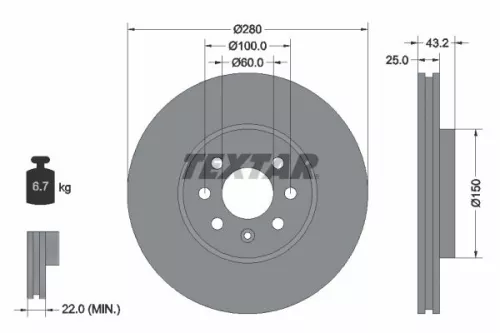 2x Textar Front Vented Brake Discs Pair For Holden Opel Vauxhall Astra Astra H C