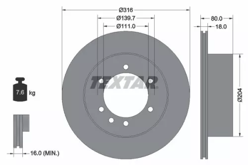 2x Textar Rear Vented Brake Discs Pair For Ford Australia Nissan Maverick Patrol