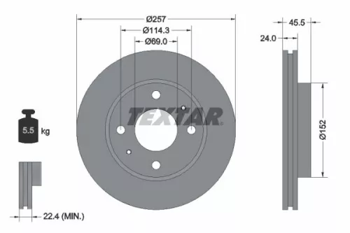 2x Textar Front Vented Brake Discs Pair For Hyundai Hyundai (Beijing) Inokom Cou