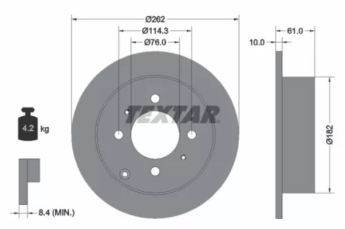 2x Textar Rear Solid Brake Discs Pair For Hyundai Hyundai (Beijing) Inokom Kia K