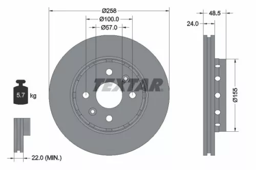 2x Textar Front Vented Brake Discs Pair For Kia Cerato Sephia Shuma