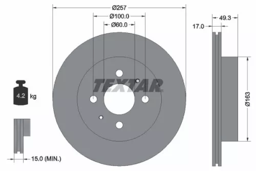 2x Textar Front Vented Brake Discs Pair For Chevrolet Holden Suzuki Cruze Ignis 