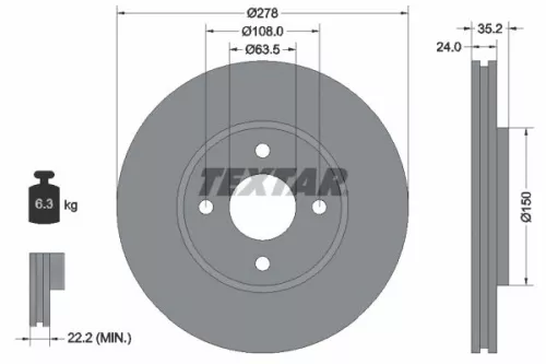 2x Textar Front Vented Brake Discs Pair For Ford Escort Sierra