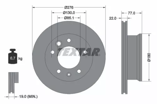 2x Textar Front Vented Brake Discs Pair For Dodge Freightliner Mercedes Multicar