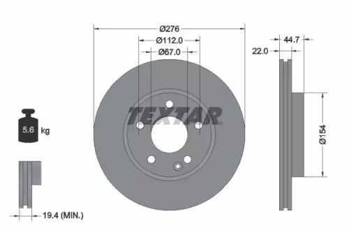 2x Textar Front Vented Brake Discs Pair For Mercedes A-class B-class
