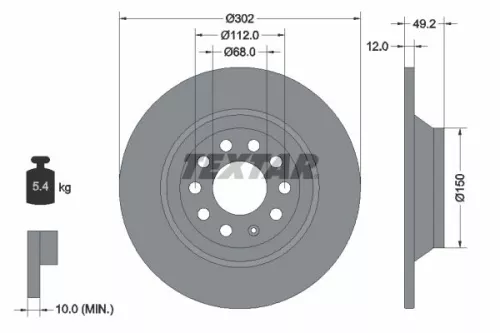 2x Textar Rear Solid Brake Discs Pair For Audi Audi (Faw) Byd A6 A6l F0