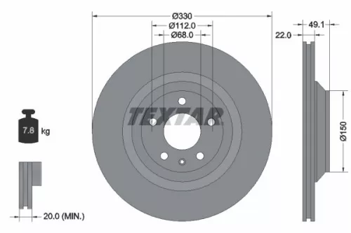 2x Textar Rear Vented Brake Discs Pair For Audi Audi (Faw) A6 A6l