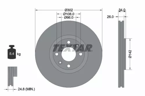 2x Textar Front Vented Brake Discs Pair For Alfa Romeo Citroën Ds Fiat Jeep Opel