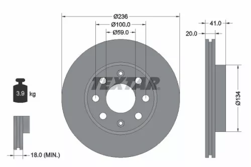 2x Textar Front Vented Brake Discs Pair For Baojun (Sgmw) Chevrolet Chevrolet (S