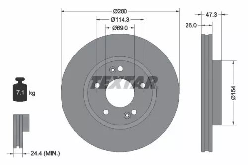 2x Textar Front Vented Brake Discs Pair For Hyundai Hyundai (Beijing) Jac Kia Ki