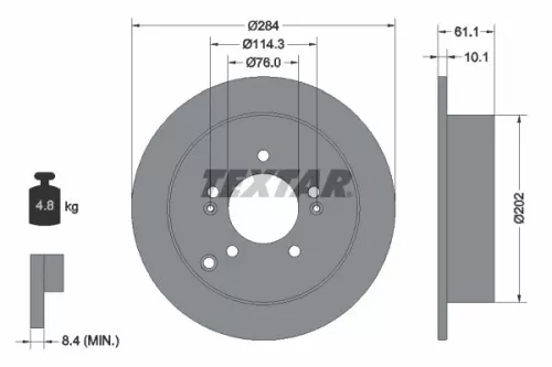 2x Textar Rear Solid Brake Discs Pair For Hawtai Hyundai Hyundai (Beijing) Hyund