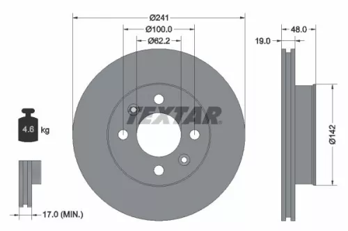 2x Textar Front Vented Brake Discs Pair For Hyundai Inokom Getz