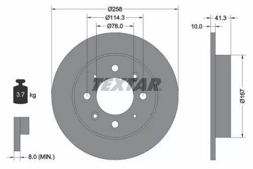 2x Textar Rear Solid Brake Discs Pair For Horki (Dyk) Kia Kia (Dyk) 300e Cerato