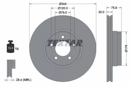 2x Textar Front Vented Brake Discs Pair For Land Rover Range Rover