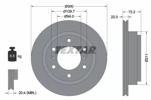 2x Textar Rear Vented Brake Discs Pair For Mitsubishi Mitsubishi (Gac) Pajero Pa