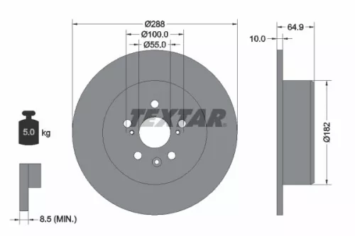 2x Textar Rear Solid Brake Discs Pair For Toyota Avensis