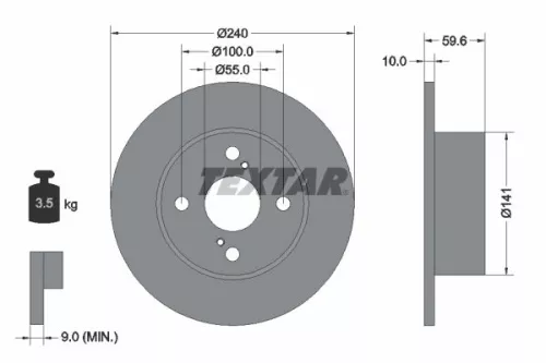 2x Textar Rear Solid Brake Discs Pair For Toyota Corolla