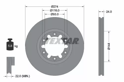 2x Textar Front Vented Brake Discs Pair For Ford Ford Asia & Oceania Ford Austra