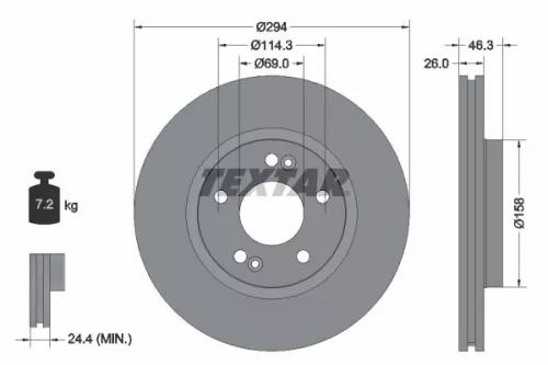 2x Textar Front Vented Brake Discs Pair For Hawtai Hyundai Hyundai (Huatai) Mits