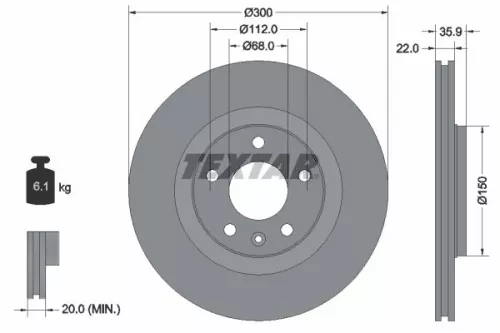 2x Textar Rear Vented Brake Discs Pair For Audi A4