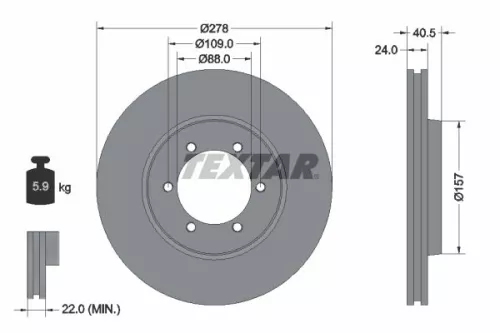 2x Textar Front Vented Brake Discs Pair For Daewoo Ssangyong Korando Korando Fam