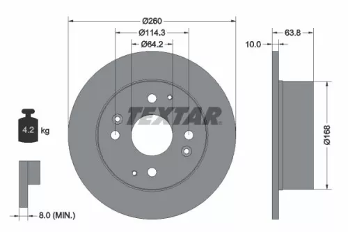 2x Textar Rear Solid Brake Discs Pair For Honda Accord