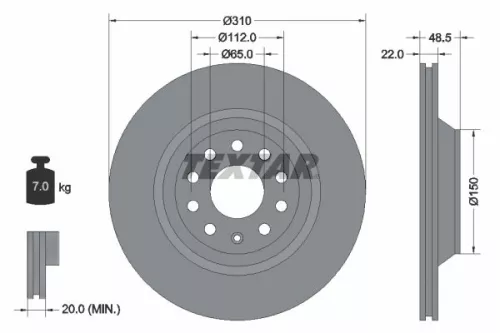 2x Textar Rear Vented Brake Discs Pair For Audi Audi (Faw) Audi (Saic) Cupra Sea