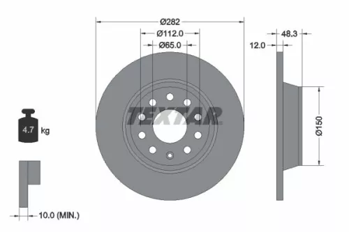 2x Textar Rear Solid Brake Discs Pair For Audi Audi (Faw) Seat Skoda Skoda (Svw)