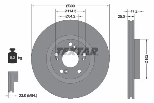 2x Textar Front Vented Brake Discs Pair For Honda Accord Shuttle