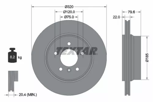 2x Textar Rear Vented Brake Discs Pair For Bmw X3