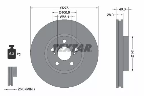 2x Textar Front Vented Brake Discs Pair For Toyota Avensis Caldina Celica Corona