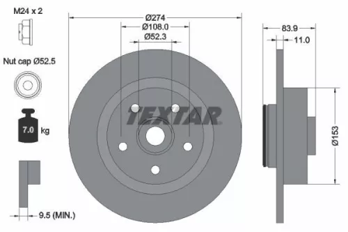 2x Textar Rear Solid Brake Discs Pair For Renault Toyota Laguna Sienna