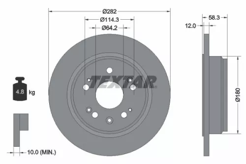 2x Textar Rear Solid Brake Discs Pair For Honda Fr-v Stream
