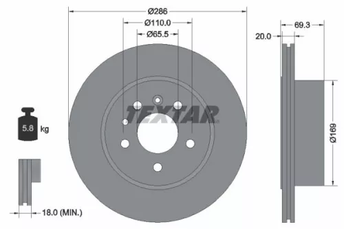 2x Textar Rear Vented Brake Discs Pair For Opel Vauxhall Omega