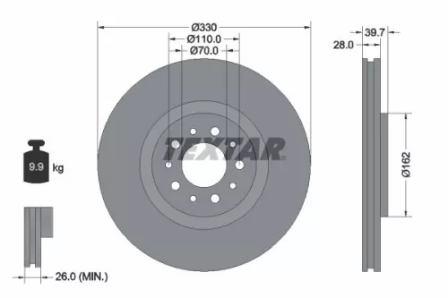 2x Textar Front Vented Brake Discs Pair For Alfa Romeo Jeep Jeep (Gac Fca) Brera